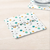 中世紀モダンミニマルパーソナライズされた名 スクエアペーパーコースター (アングル)