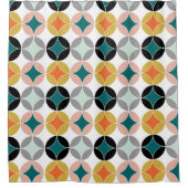 中世紀モダンレトロスタイルリピートパターン(の模様が)ある シャワーカーテン (正面)