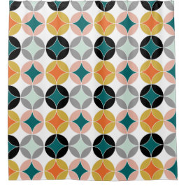 中世紀モダンレトロスタイルリピートパターン(の模様が)ある シャワーカーテン