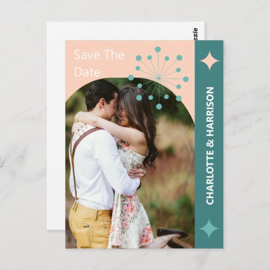 中世紀モダンレトロ写真の保存日付 ポストカード (正面/裏面)