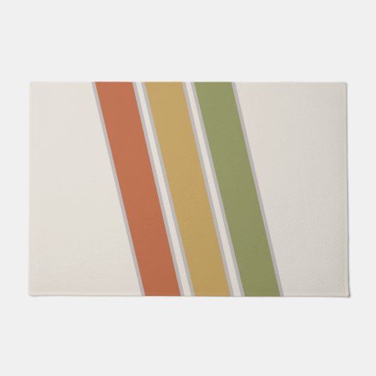 中世紀モダン三ストライプ人 ドアマット (正面)