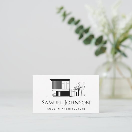 中世紀モダン住宅建物建築家 名刺 (スタンド正面)