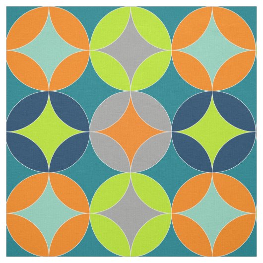 中世紀モダン円の幾何学模様 ファブリック (見本)