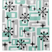 中世紀モダン原子年代パターン シャワーカーテン (正面)