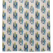 中世紀モダン原子年代パターン シャワーカーテン (正面)