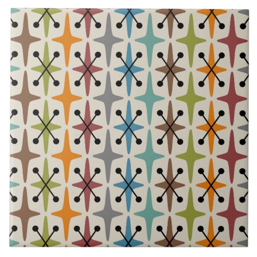 中世紀モダン原子年代パターン タイル (正面)