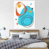 中世紀モダン原子年齢14青、赤、オレンジ キャンバスプリント (インサイチュ (寝室))