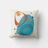 中世紀モダン原子年齢14青、赤、オレンジ クッション (正面)