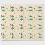 中世紀モダン原子時代スターバストターコイ ラッピングペーパー (フラット)