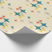 中世紀モダン原子時代スターバストターコイ ラッピングペーパー (角)