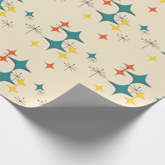 中世紀モダン原子時代スターバストターコイ ラッピングペーパー (角)