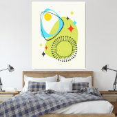 中世紀モダン原子時代14グリーンブルー キャンバスプリント (インサイチュ (寝室))