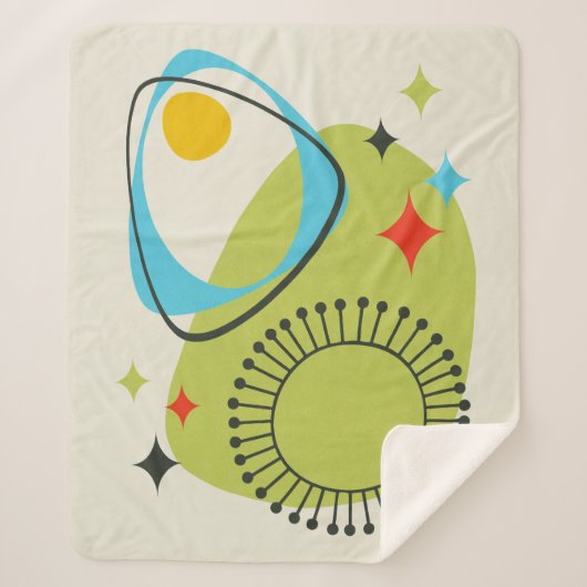 中世紀モダン原子時代14グリーンブルー シェルパブランケット (正面)