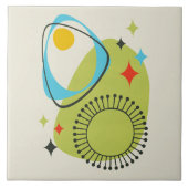 中世紀モダン原子時代14グリーンブルー タイル (正面)