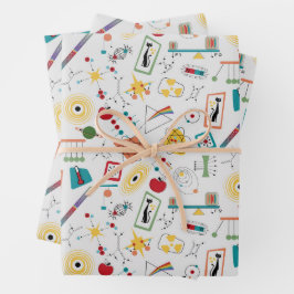 中世紀モダン原子時代STEM物理散乱 ラッピングペーパーシート