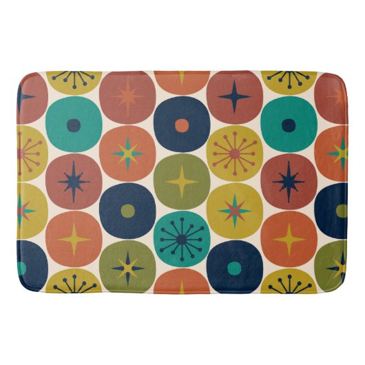 中世紀モダン原子未来レトロパターン バスマット (正面)