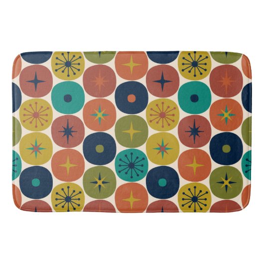 中世紀モダン原子未来レトロパターン バスマット (正面)