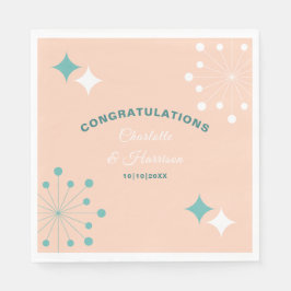 中世紀モダン原子核スターバスト結婚ズ スタンダードランチョンナプキン