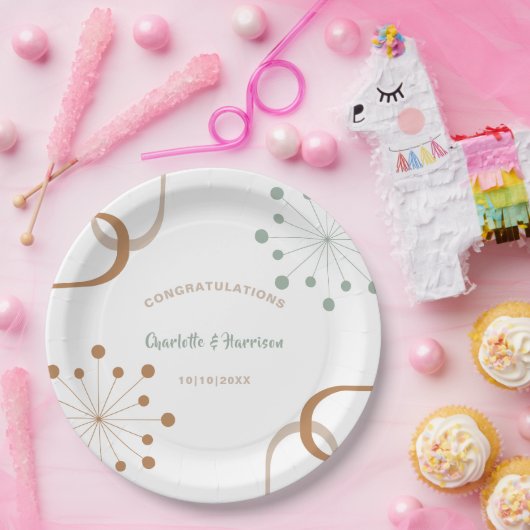 中世紀モダン原子核スターバスト結婚ズ ペーパープレート (パーティー)