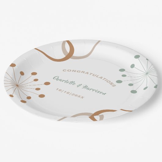 中世紀モダン原子核スターバスト結婚ズ ペーパープレート (アングル)