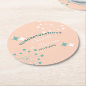 中世紀モダン原子核スターバスト結婚ズ ラウンドペーパーコースター (アングル)