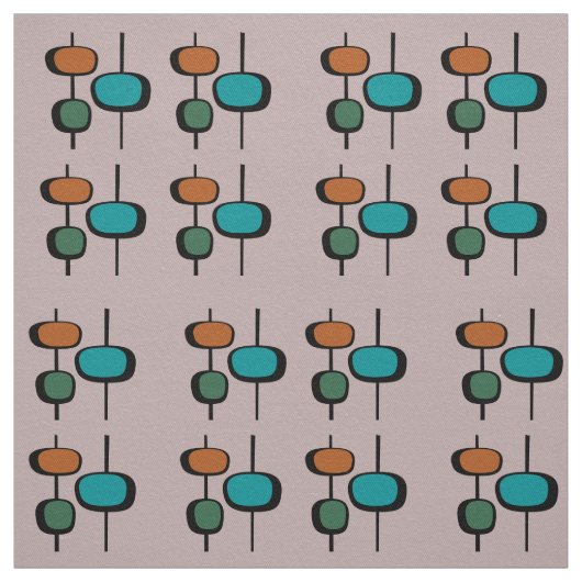 中世紀モダン型ピンク色の青いオレンジ ファブリック (見本)