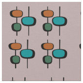 中世紀モダン型ピンク色の青いオレンジ ファブリック (クローズアップ)