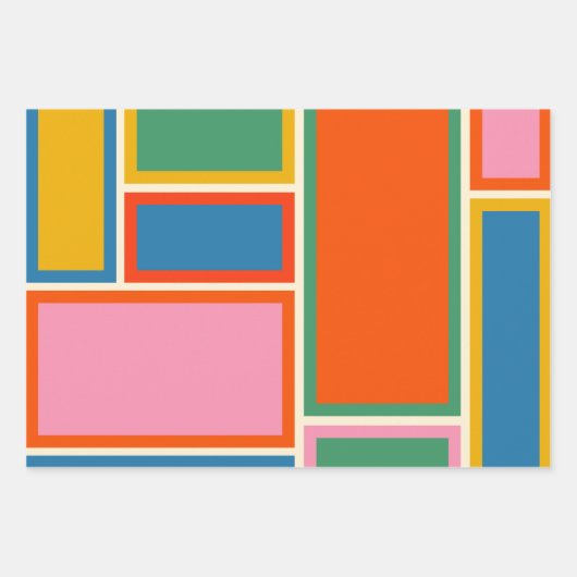 中世紀モダン幾何カラフルミニマリスト ラッピングペーパーシート (正面)