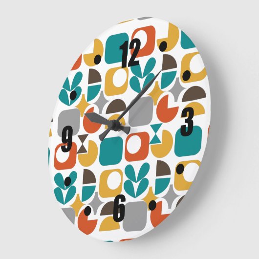 中世紀モダン幾何カラフルレトロ ラージ壁時計 (傾斜)
