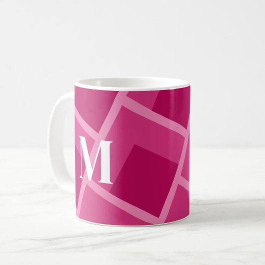 中世紀モダン抽象芸術ピンク コーヒーマグカップ (正面左)