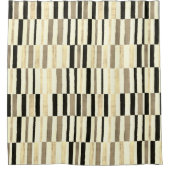 中世紀モダン抽象芸術ベージュストライプパターン シャワーカーテン (正面)