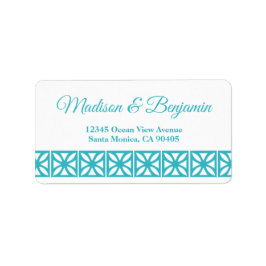 中世紀モダン期結婚、レトロ、青、白 ラベル