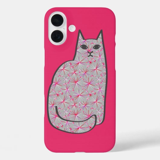 中世紀モダン猫・グレー・ピンク Case-Mate iPhoneケース (裏面)