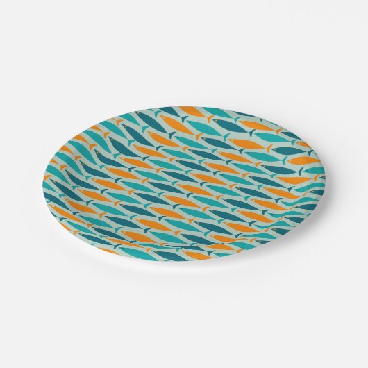 中世紀モダン魚のストライプ模様 ペーパープレート (アングル)