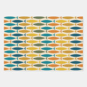 中世紀モダン魚の模様 ラッピングペーパーシート (正面3)