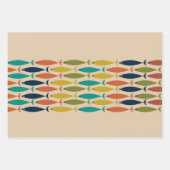 中世紀モダン魚の模様 ラッピングペーパーシート (正面2)