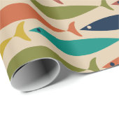 中世紀モダン魚の模様 ラッピングペーパー (ロールコーナー)