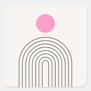 中世紀モダン01日とレインボーホワイトピンク スクエアシール