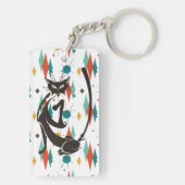 中世紀モダン50年代の黒猫カッコいい キーホルダー (裏面)