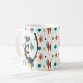 中世紀モダン50年代の黒猫カッコいい コーヒーマグカップ (正面左)