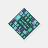 中世紀モダン70世紀誕生日ティール(緑がかった色) スタンダードカクテルナプキン (角)