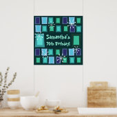 中世紀モダン70世紀誕生日ティール(緑がかった色) ポスター (キッチン)