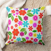 中世紀レトロモダンフローラカラフルパターン クッション (ブランケット)