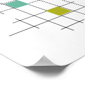 中世紀中葉の線と正方形モダンカラフル ポスター (角)