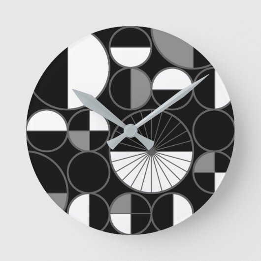 中世紀円半モダン分黒灰色 ラウンド壁時計 (正面)