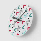 中世紀半ばの原モダン子ブーメラング ラウンド壁時計 (傾斜)