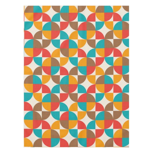 中世紀半カラフル円パターン テーブルクロス (正面)