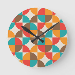 中世紀半カラフル円パターン ラウンド壁時計
