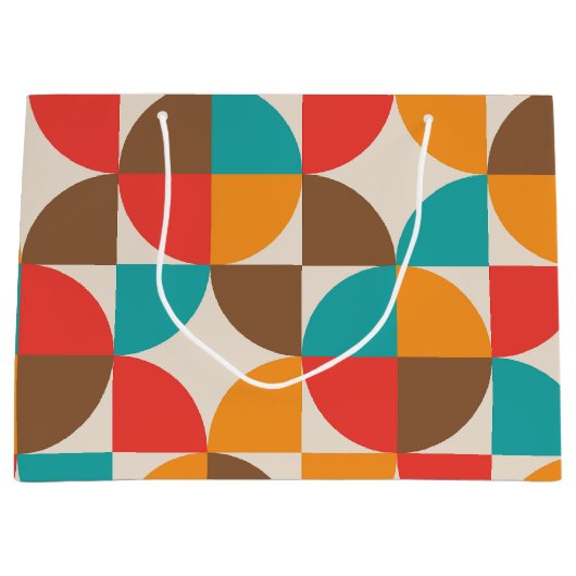 中世紀半カラフル円パターン ラージペーパーバッグ (正面)