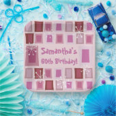 中世紀半モダンば60誕生日ピンク ペーパープレート (パーティー)